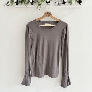 Nation Penny Gray Flounce Cuff Shirt Medium